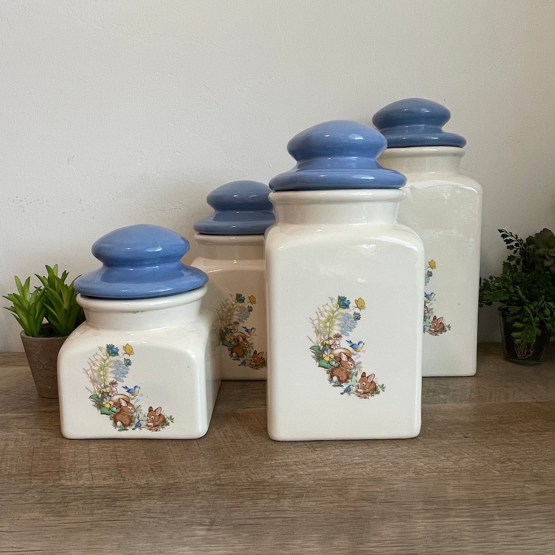 Vintage Bunny Kitchen Canisters | CHOICE of Ceramic Storage Jar ...