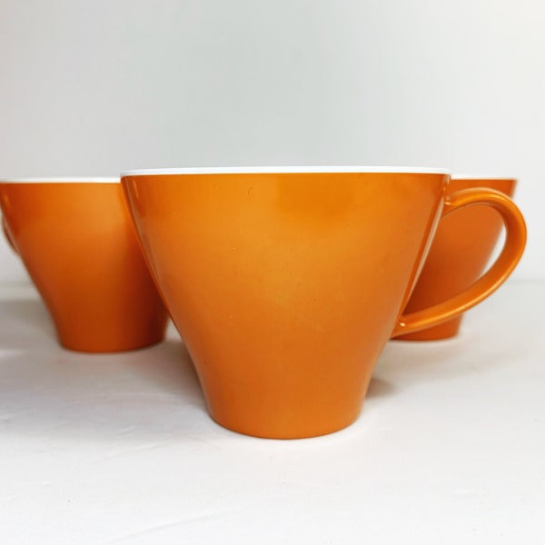 Vintage Orange Mugs - Melamine - Set of 8 - Mid-Century - Orange - Cups - Patio - Picnic - Camping - Mugs - MCM - Atomic