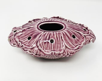 Purple Floral Vase/Frog - Floral Arranger - H387 - ERPHILA FAYENCE Germany - 1930s - Beautiful Details! Ceramic Frog