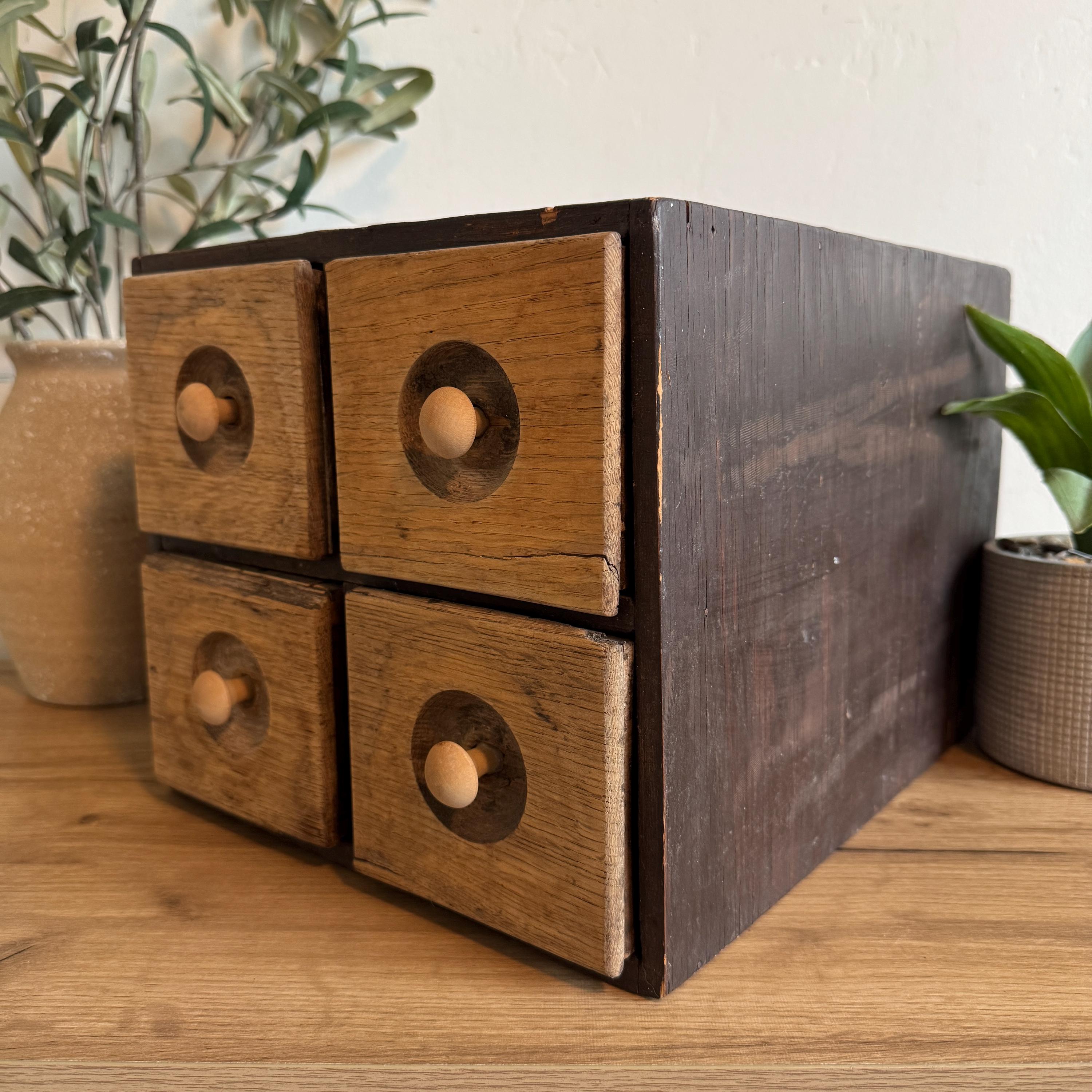 Vintage Wooden Drawer Box | Rustic Apothecary Cabinet Organizer ...
