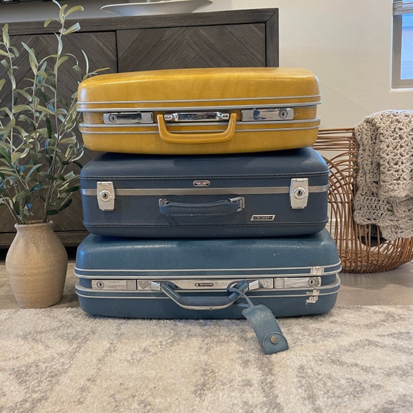 Vintage Suitcases - YOU PICK - Yellow - Blue - Samsonite - American Tourister - Vintage Luggage - 1960's, 1970s - Suitcase