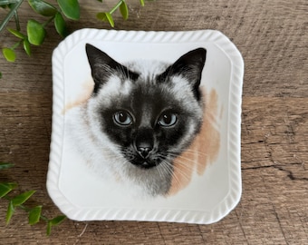 Royal Adderley Cat Dish | Siamese Cat Ring Dish | Vintage Bone China Trinket Tray | England Jewelry Dish | Cat Lover Gift