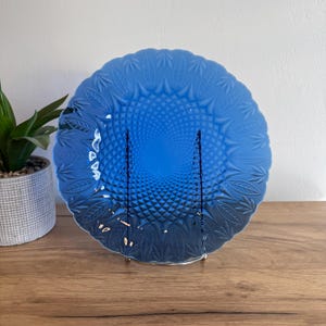 Vintage Luminarc Arcoroc Royal Sapphire Plates Set of 4 | Cobalt Blue Glass Dinner Plates | French Retro Tableware