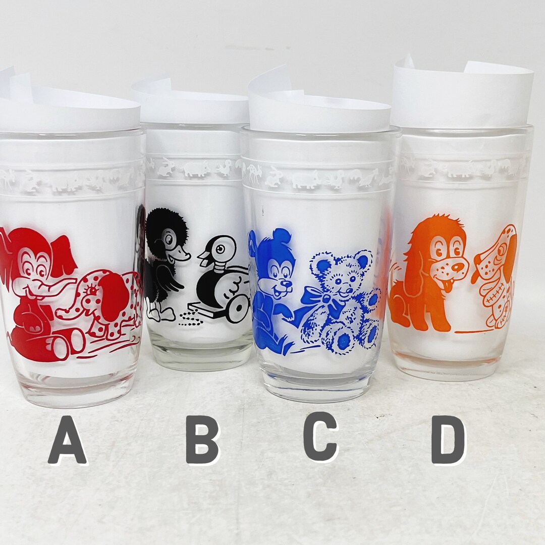 Animal Juice Glasses Swanky Swigs 1950's Juice Glass Elephants, Birds