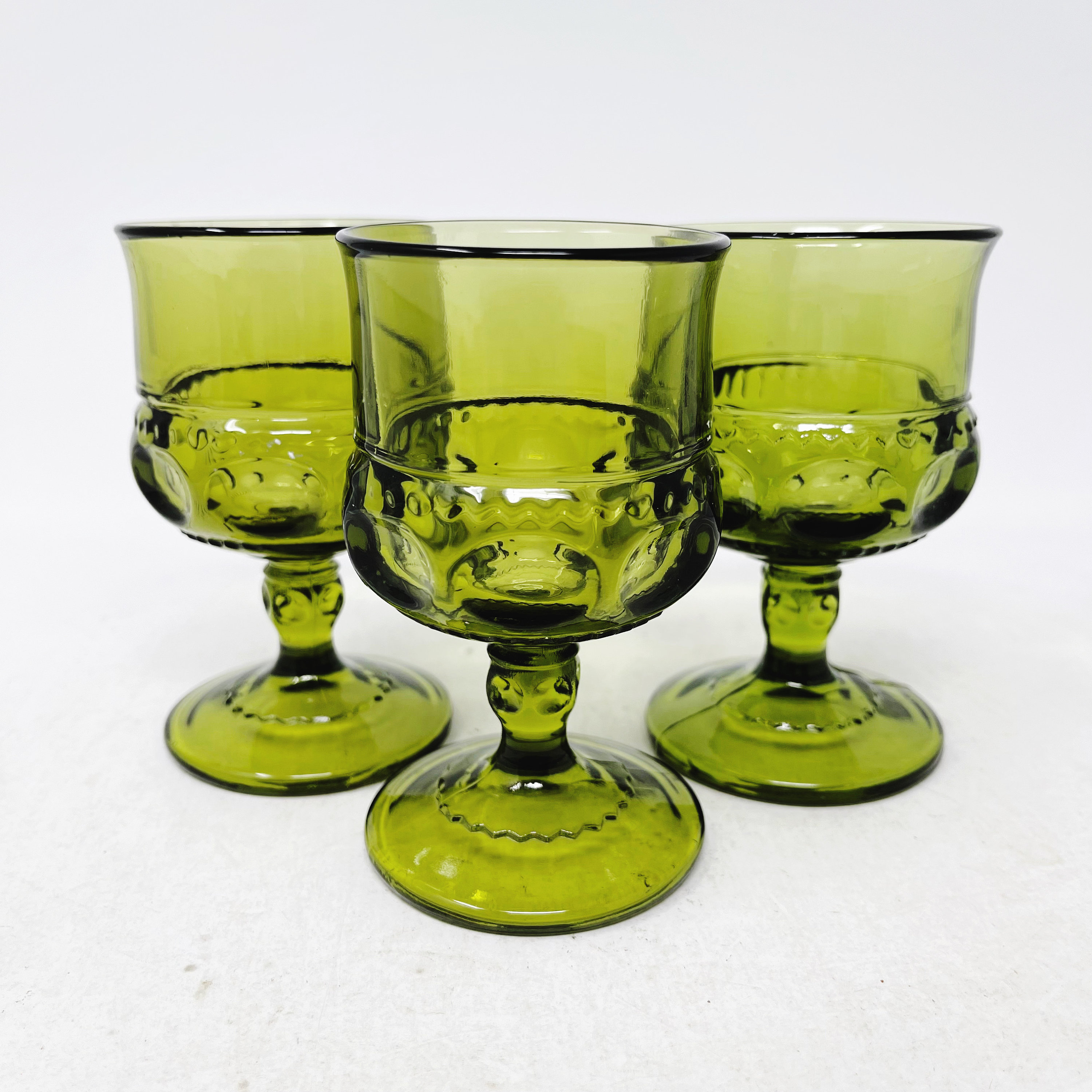 Green Wine Glasses VINTAGE Indiana Glass Goblets Etsy