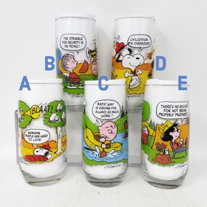 Peanuts Glass - Camp Snoopy Collection - McDonalds Promotional Glasses - Charlie Brown - Camping - 1965, 1968, 1971, Tumblers