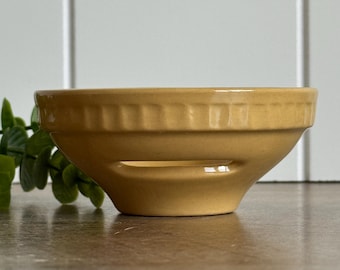 Vintage TG Green Egg Separator Bowl | Yellow Ware Stoneware | Church Gresley England | English Kitchen Collectible Pottery