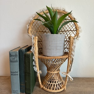 Rattan Doll Chair - Boho - Plant Holder - Plant Stand - Peacock Chair - Doll Chair - Wicker Doll Chair - Vintage