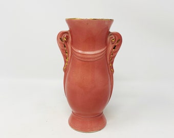 Royal Copley Vase - Virginia - Berry - Pink - Gold - Hollywood Regency Style - Pink Vase - Urn - Mid Century - Art Deco