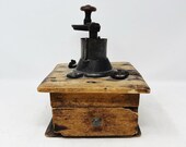 Antique Coffee Grinder - Primitive - Wood - Cast Iron Grinder - Antique Kitchen Decor - Prop - Coffee Grinder