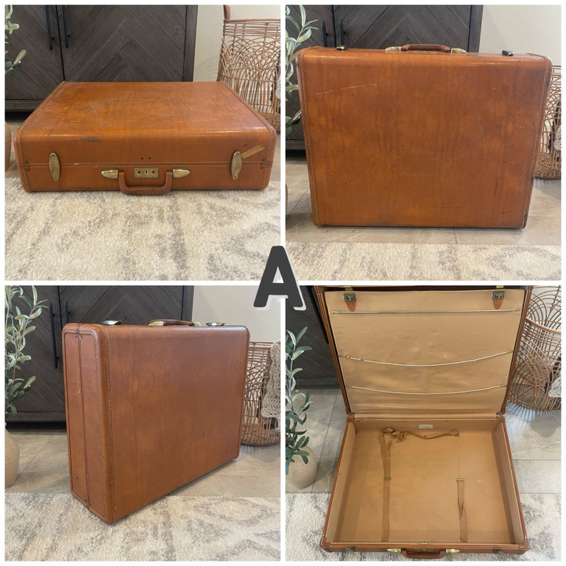 Vintage Suitcases YOU PICK Brown Royal Traveller Leatherette White Airess Platt Samsonite 1940s 1950s Vintage Luggage image 3