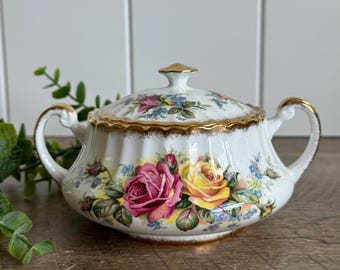 Paragon Bone China Sugar Bowl | Grandma Roses Covered Sugar Dish | English Floral China | Cottagecore Decor | Tea Party