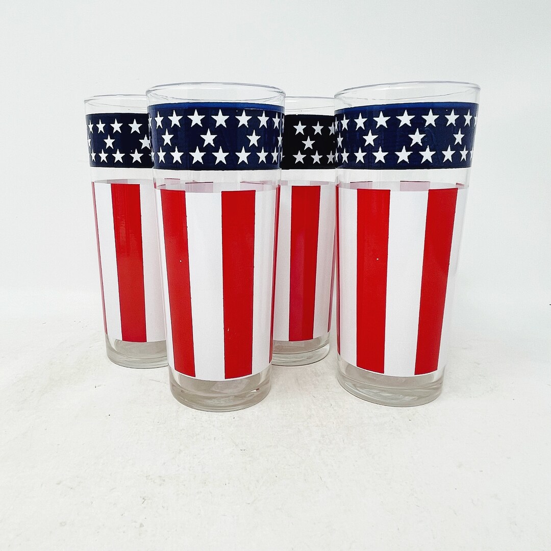 Vintage Patriotic Glasses Set of 4 or 8 Libbey Drinking Etsy