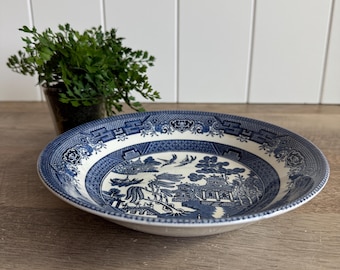 Vintage Churchill Blue Willow Soup Bowl | Blue White Transferware Pasta Bowl | English Ironstone Dinnerware | Cottage Decor