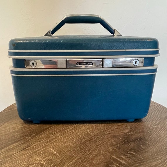 Vintage Train Case Samsonite Travel Case Blue … Gem