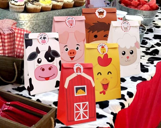 Farm Animal Favor Bags (12ct), Barnyard Theme Birthday Party Decor ...