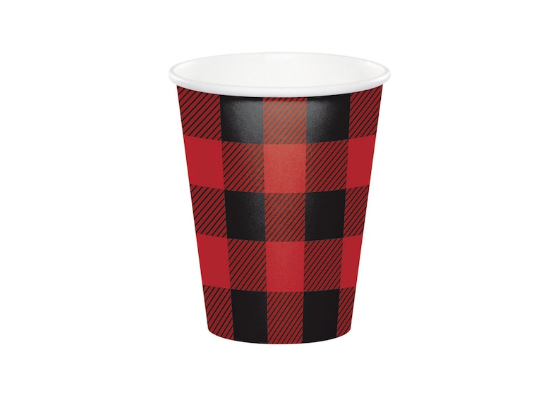 lumberjack Lumberjack Plaid 9oz Cups explorers bear camp party paper cup 8ct summer party woodland party campfire themed party