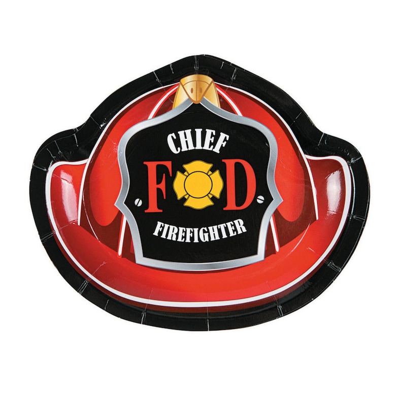 fireman party decor sound the alarm birthday party 7 Chief Firefighter Dessert Plates 8ct Firefighter themed party fireman cake plate
