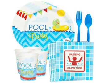 Unbox a POOL party! *Cake Set* Serves 8. Pool themed birthday party, pool party decor, summer pool birthday supplies, summer party decor