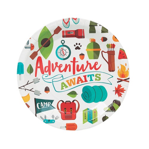 Camp Party Dinner Plates 8ct Camp Themed Birthday Party Etsy