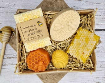 Honey Soaps Giftbox, 5 assorted soaps, Handcrafted