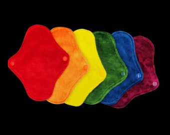 Light 20cm bamboo velour cloth pad 7 colours available- hand dyed rainbow backed in microfleece