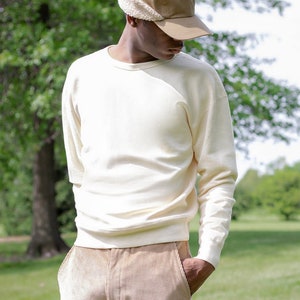 Heavy Cotton Fleece Crewneck Sweatshirt Flatlock Seams Made in USA image 1
