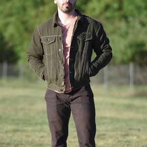 Levi's green waxed shop cotton sherpa coat