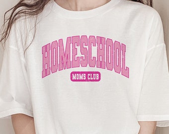 Home School Moms Club PNG, Vintage Varsity Mom Education Shirt Design, Charlotte Mason Montessori Mama Tee Ides, Trendy Sublimation Download