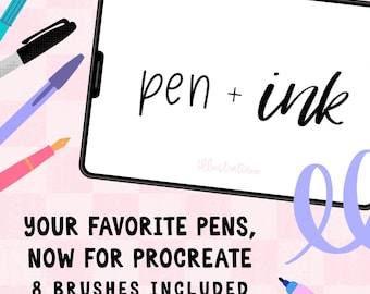 Realistic Procreate Brushes for Inking Outlining Sketching, Procreate Pen Brush Bundle, iPad Lettering Brush Set, Fineliner Monoline Brush