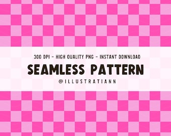 Checkered Pink Seamless Pattern, Preppy Checker Print Digital Paper, Trendy Retro Valentines Patterns for Fabric