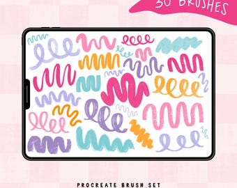 Doodle Procreate Brush Set, 30 Procreate Brushes for Lettering & Illustration, Texture Brushes, Procreate Markers, Digital Art Brush Bundle