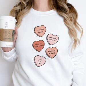 Coffee Candy Hearts PNG commercial use file, Valentines Day sublimation png, Iced Coffee Heart png, Motherhood png, Boho candy hearts design image 2