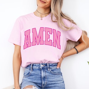 Vintage Varsity Amen png para sublimación, diseño cristiano desgastado de moda, archivo de clipart de uso comercial de fe boho para pequeñas empresas