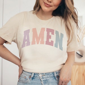 Vintage Varsity Amen png para sublimación, diseño angustiado cristiano de moda, archivo de imágenes prediseñadas de uso comercial de fe boho para pequeñas empresas