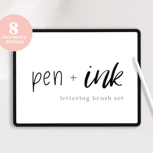 Pen and Ink Procreate Brush Bundle | iPad Hand Lettering Brush Set featuring Fineliner, Gel Pen, Permanent Marker, Felt Tip, Fountain Pens