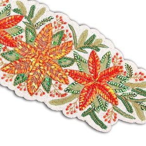 Floral Design Table Runner, Handmade Beads Table Topper, Christmas Tableware 13X36 Inch