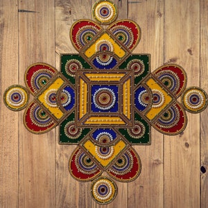 Handmade Rangoli, Acrylic Rangoli, Traditional Rangoli, Religious Rangoli For Home And Temple Decor 27X27 Inches image 2