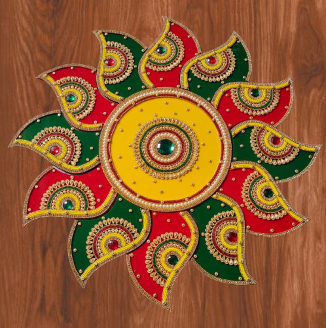 Indian Flower Rangoli, Handmade Acrylic Rangoli for Home and Temple ...