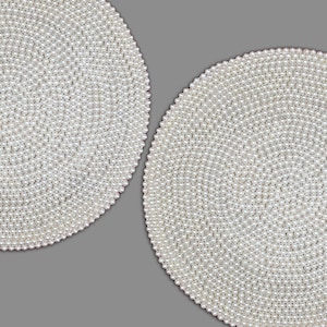 Set mit 6 handgefertigten Perlen Tischsets, Perlmutt Tischsets, Perlen Platzteller 33 x 33 cm