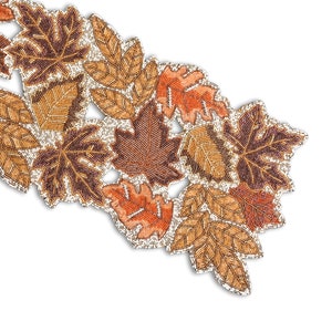 Handgefertigter Perlen Tischläufer, Ahornblätter Design Tischdekoration, Multicolor Herbst Geschirr 13X36 Zoll