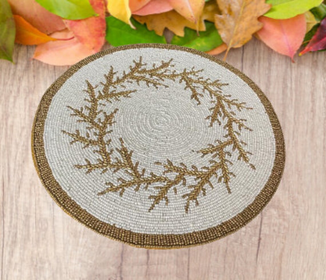 White Table Mats Handmade Table Mats Beaded Placemats Etsy