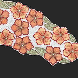 Handmade Beads Table Runner, Spring Floral Table Runner 13X36 Inch