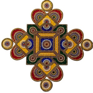 Handmade Rangoli, Acrylic Rangoli, Traditional Rangoli, Religious Rangoli For Home And Temple Decor 27X27 Inches image 3