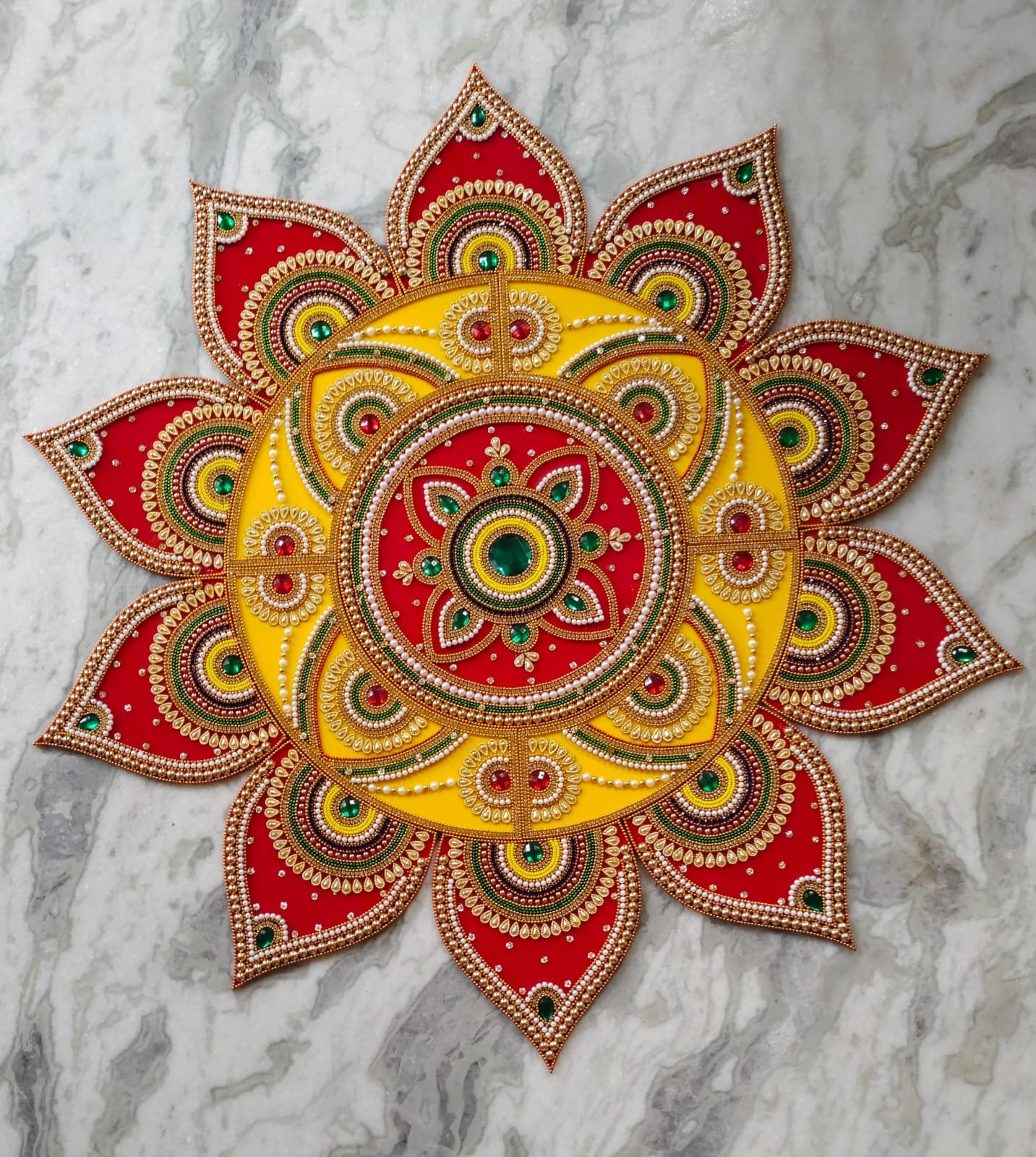 Handmade Acrylic Rangoli for Home and Temple Decor, Traditional Indian
