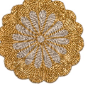 Gold And Silver Flower Placemat, Handmade Beads Tablemat, Designer charger Plates 13X13 Inch