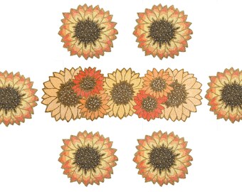 Sunflower Design Dining Tableset, Multicolor Beaded Table Runner And Tablemats Set with Coasters in 13 pieces