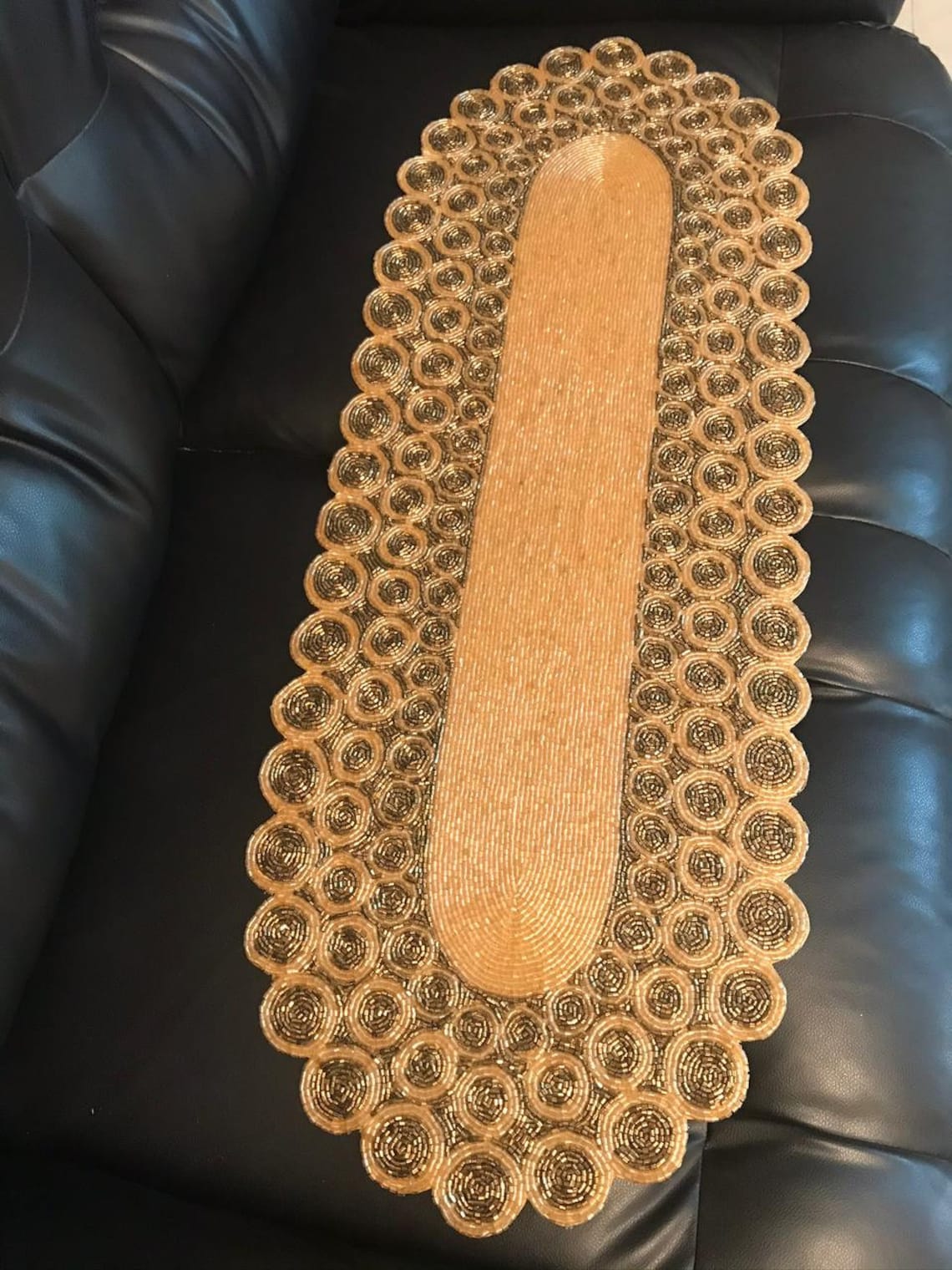 Handmade Table Runner Beaded Table Runner Oval Dining Table Etsy