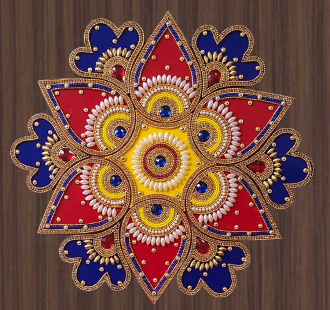 Handmade Acrylic Rangoli For Home And Temple Decor, Indian