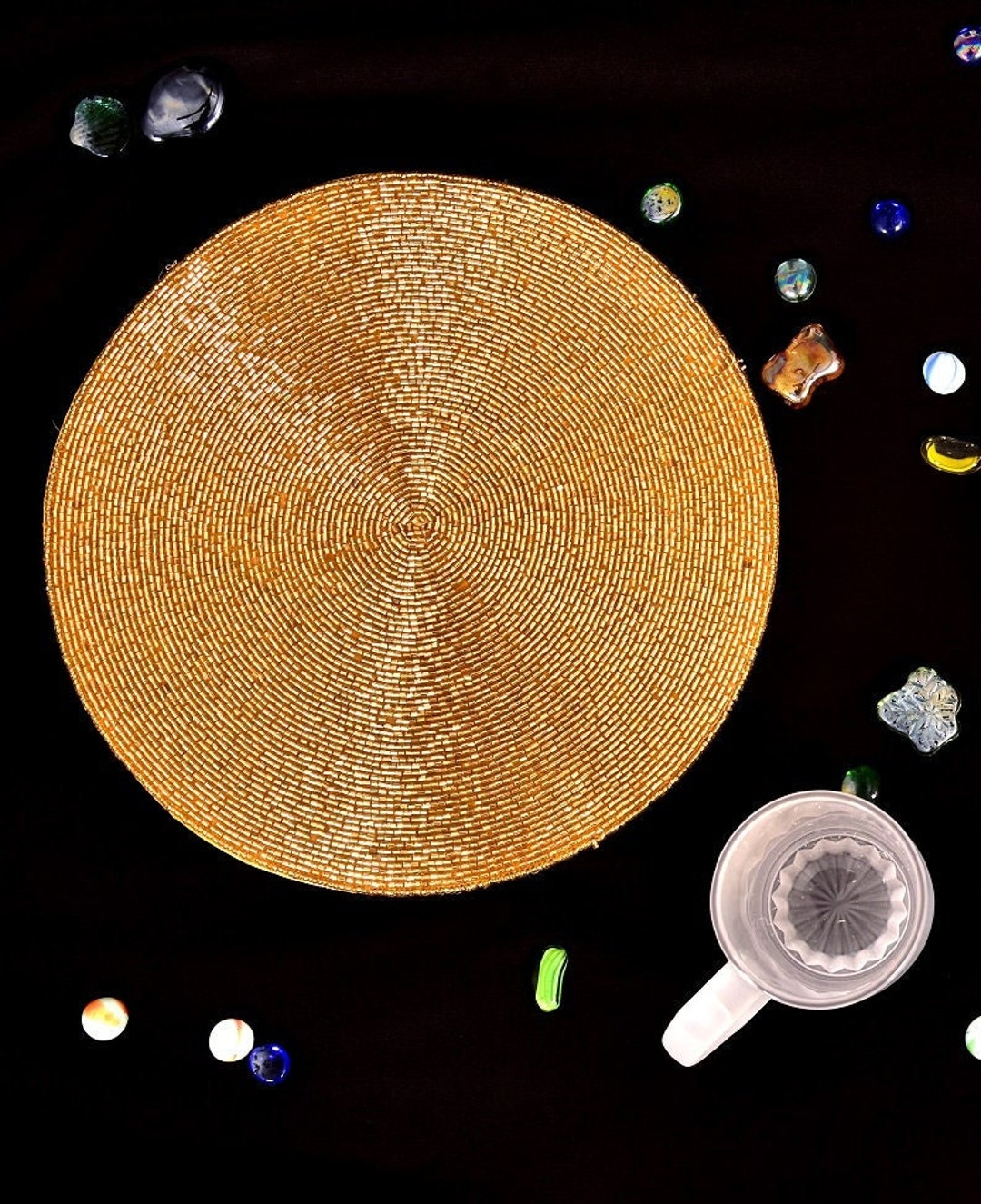 Handmade Golden Placemat Beaded Luxury Placemat Designer Etsy